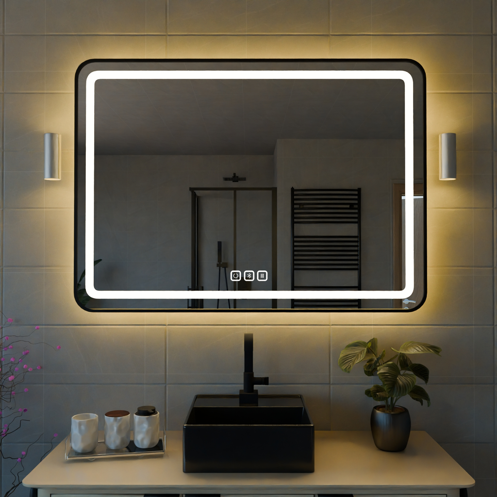 Bluetoothlu, Buğu Çözücülü, Dokunmatik LEDli Dikdörtgen Ayna - Gün Işığı