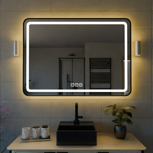 Bluetoothlu, Buğu Çözücülü, Dokunmatik LEDli Dikdörtgen Ayna - Gün Işığı